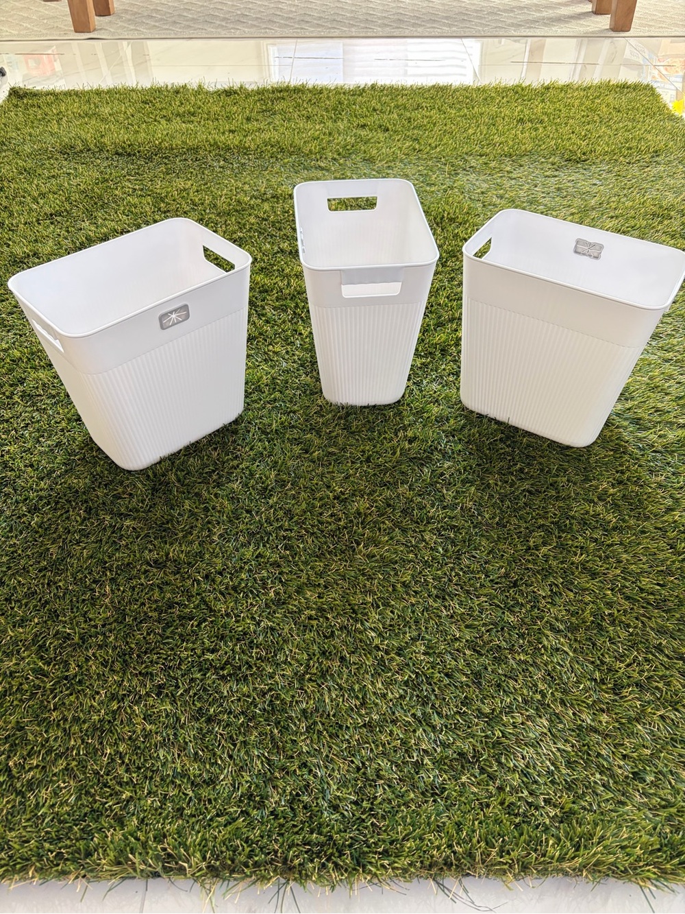 Slim White Trash Can - Set of 3